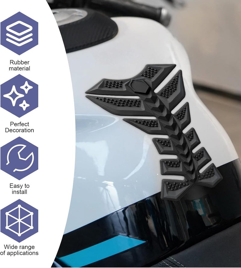Arwrilt 3D Motorcycle Tank Pad, Anti-slip Rubber Fishbone Tank Protector Pad, Self-Adhesive Waterproof Gas Oil Fuel Tank Sticker, Universal Anti-Scratch Protector for Most Motorcycles (Black) - Image 3